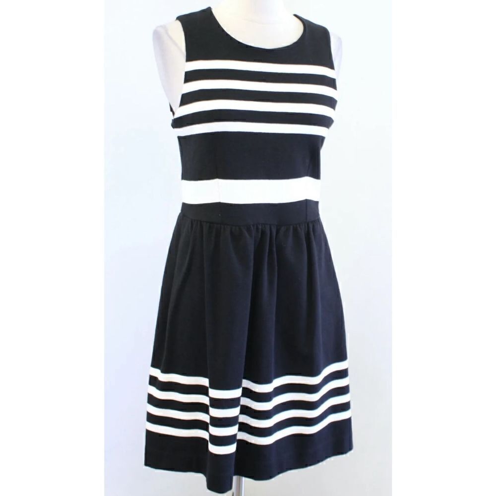 J Crew Factory Black White Striped Daybreak Dress